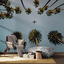 Southern California Palm Trees and Airplane Wallpaper Mural.