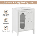 24' Bathroom Vanity with Sink, Bathroom Vanity Cabinet with Two Drawers and Door, Adjustable Shelf, Solid Wood and MDF, White (Old Sku:WF309411AAK)