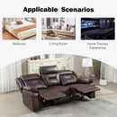 Three Seat Manual Reclining Sofa Dark Brown Faux Leather