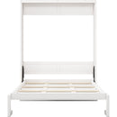 Full Size Murphy Bed with 1 Side Cabinet Storage Shelf, 61.5-inch Cabinet Bed Folding Wall Bed with Desk Combo Perfect for Guest Room,Study, Office,White(old sku:BS7012008109C)