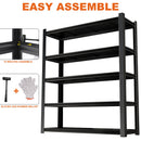 59' Wide Black Metal Shelves, with 5 Removable Dividers, Large Capacity, Strong Load Bearing, Suitable for Garage, Kitchen and Office.