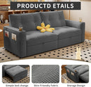 Gray Queen CorduroyTexture Transformable Sofa Bed USB
