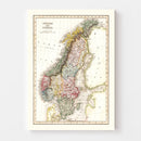 Vintage Map of Sweden & Norway 1832