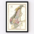 Vintage Map of Sweden & Norway 1832