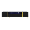 U-Can 70.9'' Modern TV Stand for TVs up to 80 Inches, Entertainment Center with 2 Shelves and  LED Lights, TV Storage Cabinet with 2 Drawers, 2 Cabinets and Metal Legs for Living room