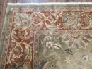 Vintage Indo Mahal Area Rug 9x12, Wool Hand-Knotted Laurel Green & Auburn Indian Carpet, 9 x 12 Floral Carpet, Living Room Rug