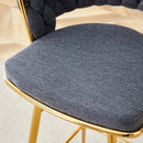 Four-piece rotating swivel chair, black cotton and linen soft seat surface, golden metal legs, rust-proof and wear-resistant, suitable for high tables in restaurants/bars
