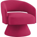Modern Swivel Barrel Chair, Upholstered Velvet Round Accent Chairs,360 Degree Comfy Swivel Chair with Open Backrest, Single Chair Armchair for Living Room Bedroom, Homerest, Rose Pink