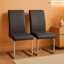 Gray High Back Leather Dining Chairs Set Of 2 For Kitchen