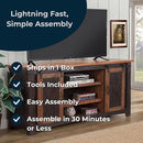 65 Inch Solid Wood TV Stand Antique Black Distressed Pine