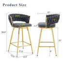 Four-piece rotating swivel chair, black cotton and linen soft seat surface, golden metal legs, rust-proof and wear-resistant, suitable for high tables in restaurants/bars