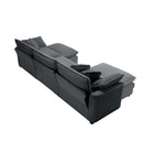 Modern Oversized Modular Cushion Sofa with Ottoman, Grey Corduroy L-Shaped Low Back Deep Seating Sofa Set