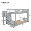 Norset - Twin Over Twin Floor Bunk Bed, Ladder With Storage