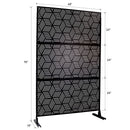 Outdoor & Indoor Privacy Screen Metal Privacy Screen 76' H×48' W, Freestanding Decorative Privacy Screen for Deck Balcony Patio, Privacy Fence Panels for Outside Lawn Garden PS116 BLACK