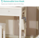 32 Inch White Vanity Desk With LED Mirror And Power Outlets