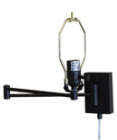 Dimmable Swing Arm Wall Light Bronze Brown Finish with Eggshell Fabric Lampshade - For Bedside, Living Room, Reading Chair