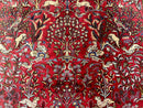 Persian Qum Rug 9x12, Animal Pictorials, Deer Birds, Tree of Life, Red and Navy Blue