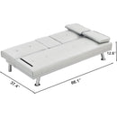 Sofa Bed with Armrest two holders WOOD FRAME, STAINLESS LEG, FUTON WHITE PVC