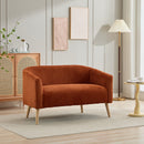 50.78'W Modern Loveseat Couch Sofa with Corduroy Upholstery, Wooden Legs, 2-Seat for Small Spaces Office Studio Apartment Bedroom, Orange