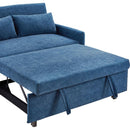 55.1' Pull Out Sleep Sofa Bed Loveseats Sofa Couch with Adjsutable Backrest, Storage Pockets, 2 Soft Pillows, USB Ports for Living Room, Bedroom, Apartment, Office, Blue (Old SKU: WF315689AAC)
