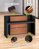 63 Inch Reception Desk Black And Brown Office Counter