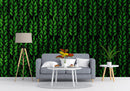 Leaves and Vines Farmland Theme Wall Mural. Green Crops Illustration Background.