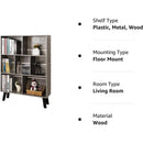 Three Tier Grey Bookshelf For Small Spaces With Crisscross