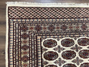 Pakistani Turkoman Rug 6x9, Cream and Red Hand Knotted Wool Oriental Carpet, Yamud Rug, Tribal Rug 6 x 9, Bohemian Area Rug, Bokhara Rug