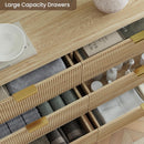 Fluted 49Inch Serpentine Dresser Oak Finish Contemporary