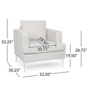 Upholstered Fabric Club Chair with Iron Legs, Beige