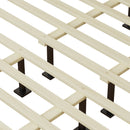 Mid-Century Solid Wood Platform Bed with Upholstered Headboard in Grey Fabric, King Size