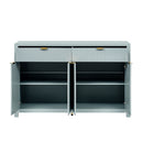 Modern Wave-Pattern Sideboard Cabinet with 2 Drawers and 4 Doors, 3-Level Adjustable Shelves, Aluminum Arc Handles, Scandinavian Style, 3 Colors, Suitable for Entryway, Living Room, Foyer