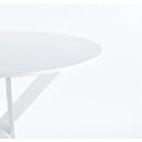 Dining Table with cross metal leg and MDF top,Modern Space Saving Kitchen Table for Living Room,WHITE legs,ROUND TABLE,90x90x75cm