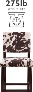 Stylish Cowhide Print Bar Stool with Comfortable Padded Seat