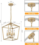 Industrial Gold Four Light Chandelier Lantern Fixture