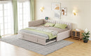 Full Size Upholstered L-Shaped Upholstered Daybed with Twin
Size Pop Up Trundle and USB ports, Beige