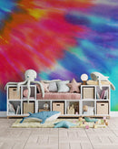 Colorful Tie-Dye Wall Mural Design. Peel and Sticker Wallpaper.