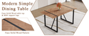 Table and chair set.A minimalist retro rectangular dining table with a wood color fishbone patterned textured top and black metal legs.Paired with 4 Brown Technology-Fabric Material Dining Chairs.