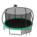 Pumpkin Style 12FT Recreational Kids Trampoline with Safety Enclosure Net & Ladder, Green Steel Frame, 144.09 Inches