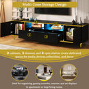 U-Can 70.9'' Modern TV Stand for TVs up to 80 Inches, Entertainment Center with 2 Shelves and  LED Lights, TV Storage Cabinet with 2 Drawers, 2 Cabinets and Metal Legs for Living room