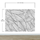 Banana Leaves Wallpaper, Palm Leaves Line Art Pattern Peel and Stick Wall Mural.