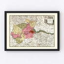 Vintage Map of London, England 1740