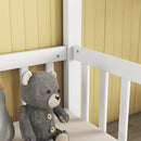 Double Twin House-Style Floor Bed with Fence, Guardrails, without door, White(Old Sku:W504P143317)