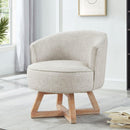 Swivel chair with cross-shaped wooden base,Lounge chair with solid wood legs, 360freely Swivel chair, Classic linen Fabric for living room, bedroom, office, dresser -Light Gray