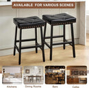25 Inch Counter Height Bar Stools Set Of 2 In Black With PU Upholstered Saddle Seats For Comfort