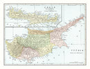 Vintage Map of Cyprus & Crete 1901
