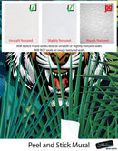 Hidden Tiger Behind Jungle Leaves Wall Mural. Peel and Stick Wallpaper. Safari Wildlife Illustration.