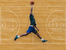 Basketball Court Hardwood Pattern Wall Mural.