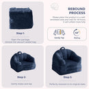 Navy Upholstered Folding Sofa Bed Convertible Lounger