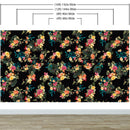 Tropical Flower Wall Mural. Paradise Botanical Flowers and Leave Black Background.